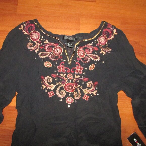 Style & Co Black Crinkle Embroridered Swimsuit Coverup - S - NEW - Picture 4 of 6